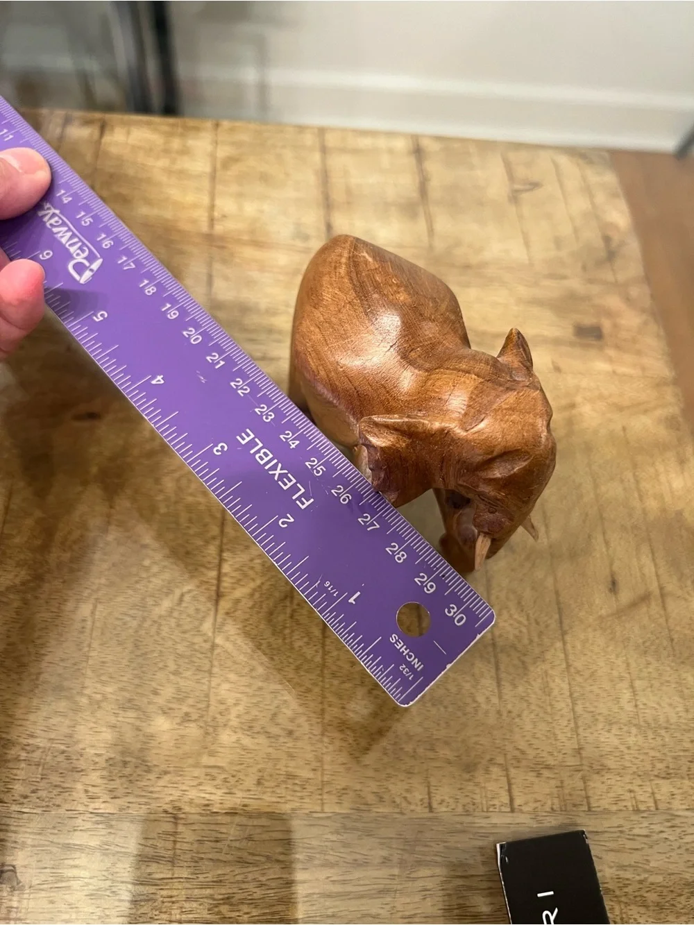Hand-carved Wooden Elephant Sculpture